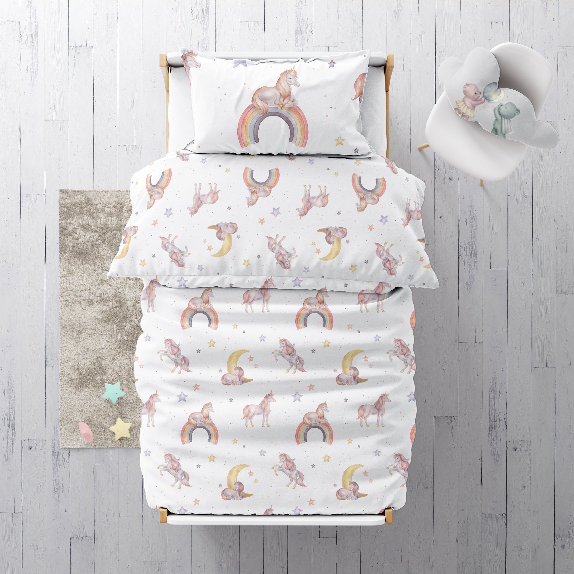 Regenbogen Einhorn Kinderbettwäsche