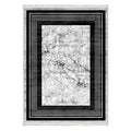 Modern washable rug with black border and marble pattern, rectangular design